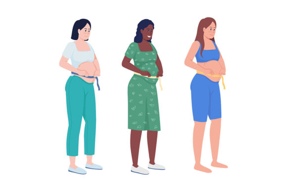 Expecting Mom Semi Flat Color Characters: Graphics and Illustrations for Modern Blogs