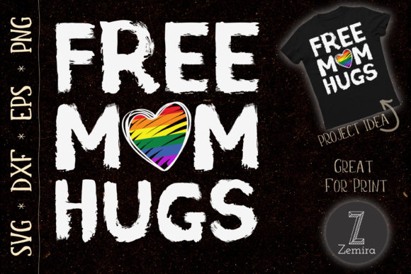 Free Mom Hugs Design Cute LGBT Pride Graphics for T-Shirt Designs