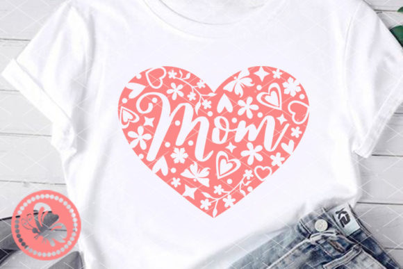 Mom Heart Zentangle Art Pink Mandalas Graphics and Illustrations